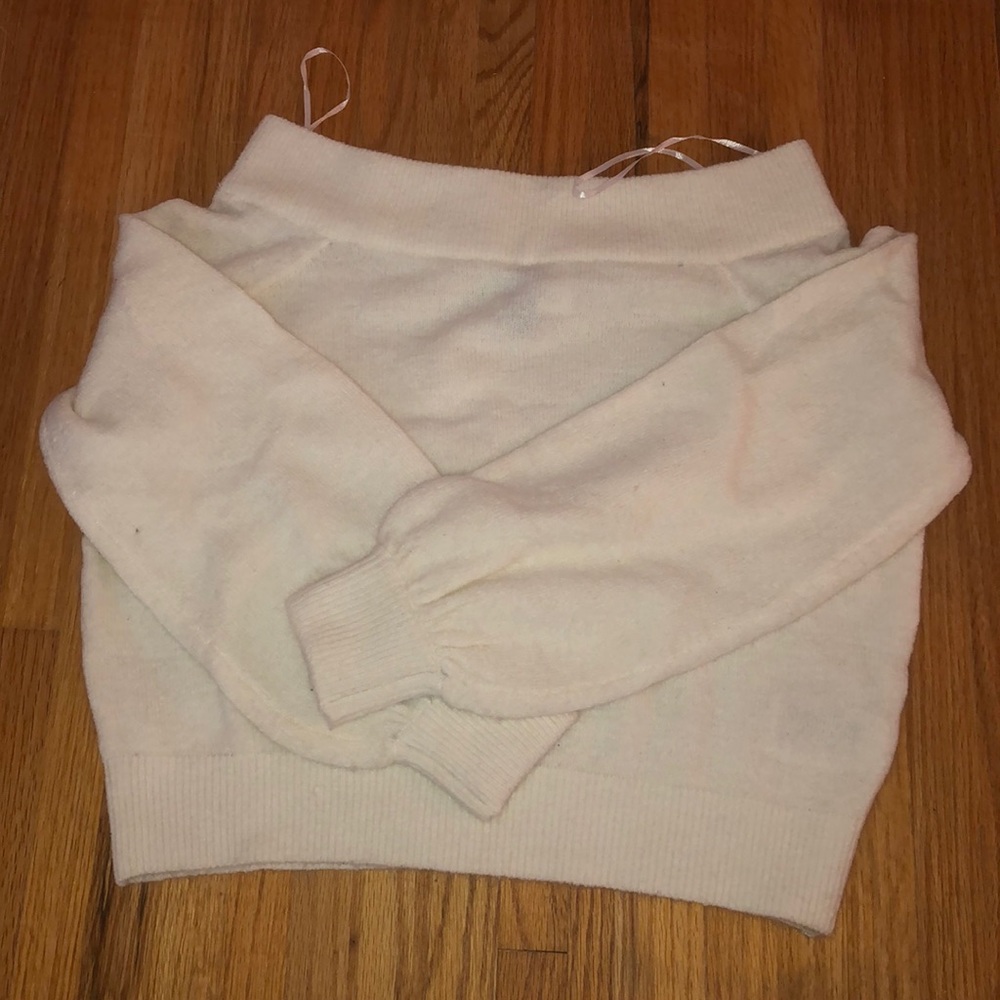 White off the shoulder sweater